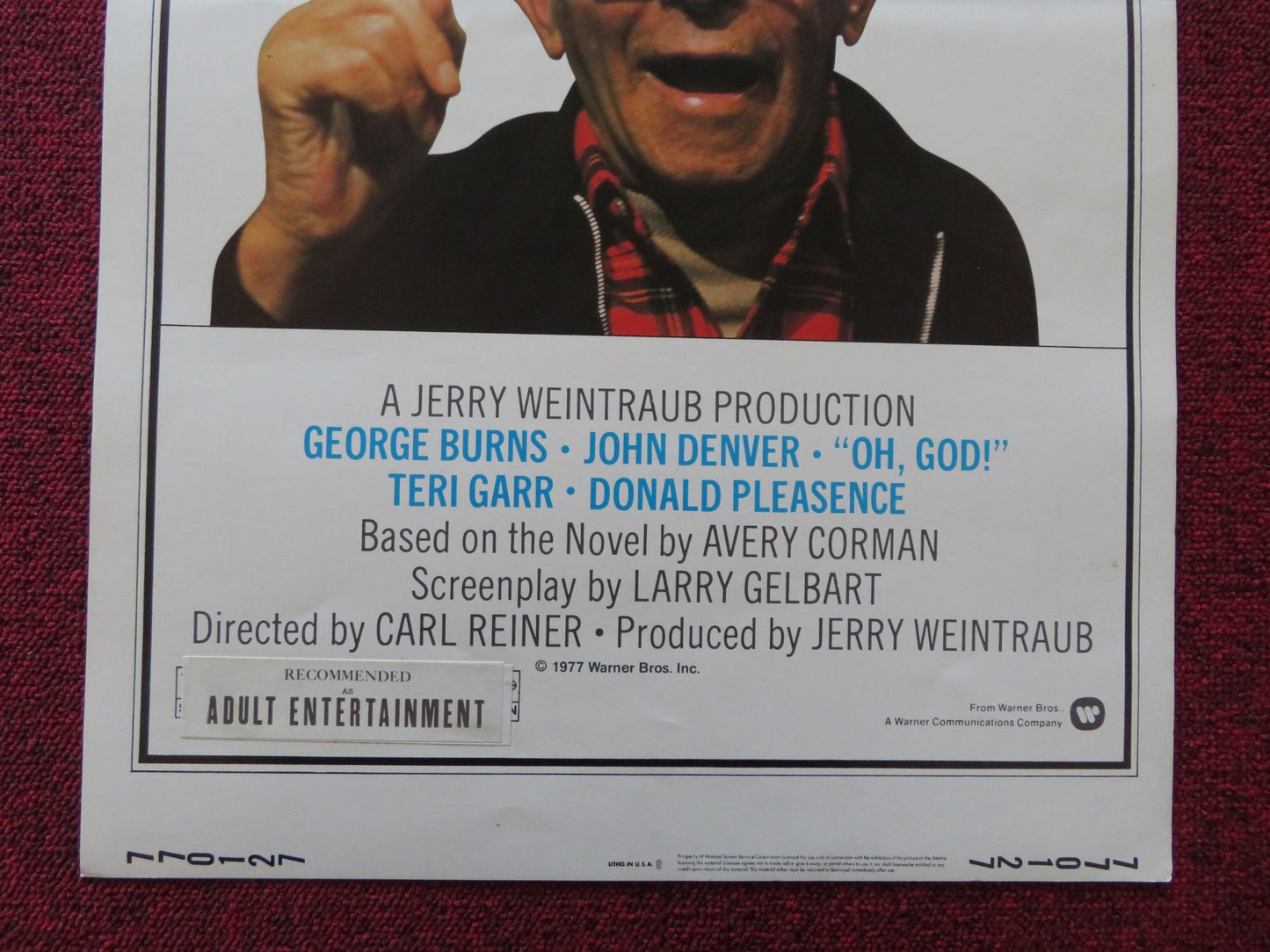 OH, GOD! US INSERT (14"x 36") POSTER GEORGE BURNS JOHN DENVER 1977