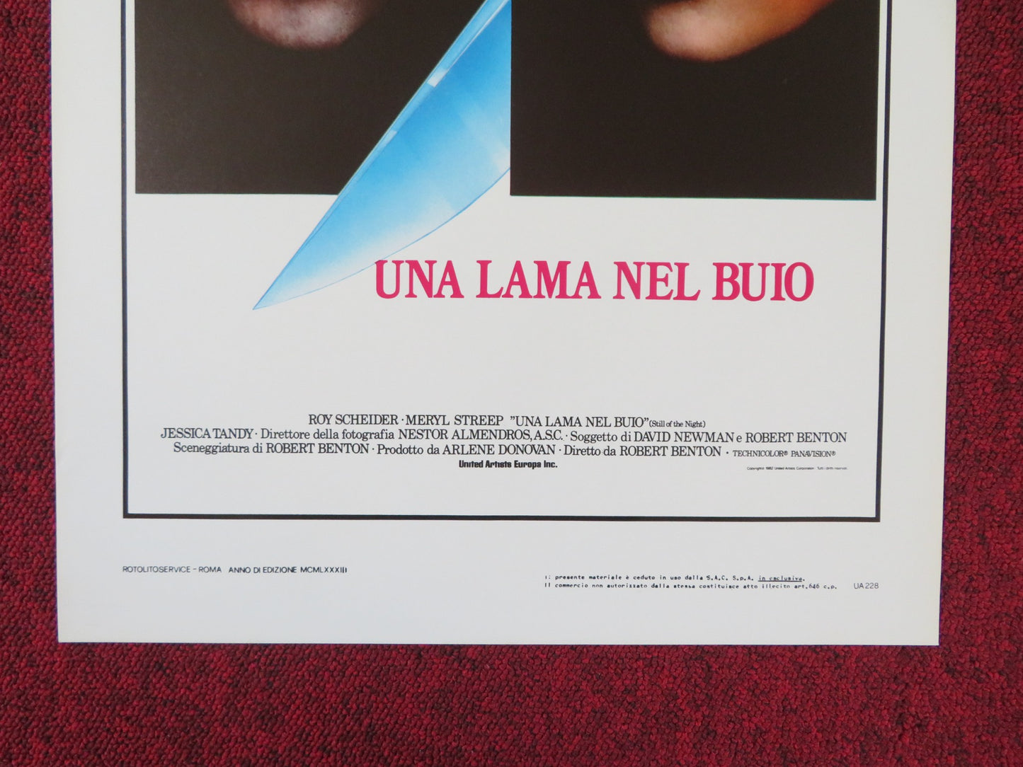 STILL OF THE NIGHT ITALIAN LOCANDINA POSTER ROY SCHEIDER MERYL STREEP 1983