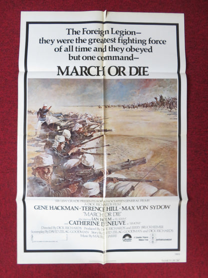 MARCH OR DIE FOLDED US ONE SHEET POSTER GENE HACKMAN TERENCE HILL 1977