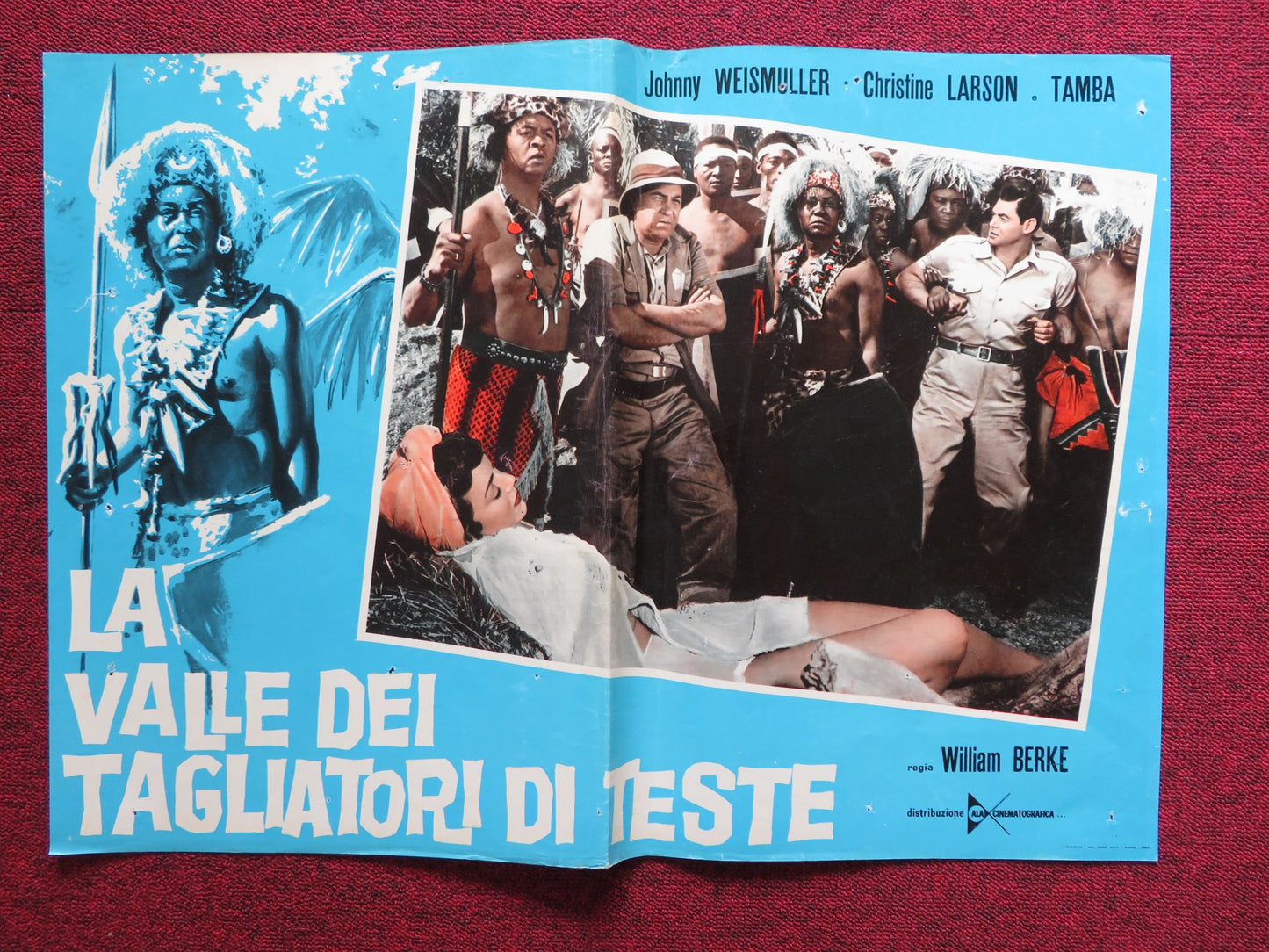 LA VALLE DEI TAGLIATORI DI TESTE - B ITALIAN FOTOBUSTA POSTER J. WEISMULLER 1953