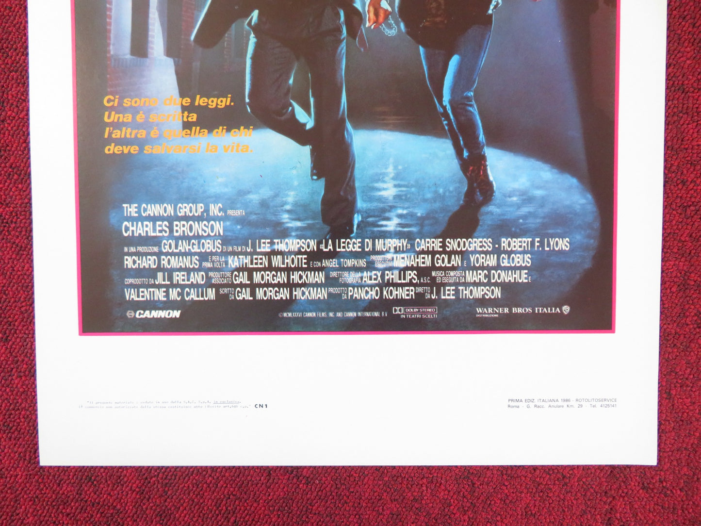 MURPHY'S LAW ITALIAN LOCANDINA POSTER CHARLES BRONSON KATHLEEN WILHOITE 1986