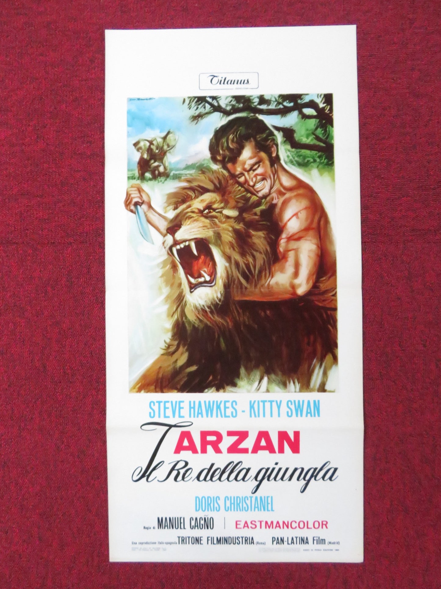 TARZAN IN THE GOLDEN GROTTO ITALIAN LOCANDINA POSTER STEVE HAWKES K. SWAN 1969