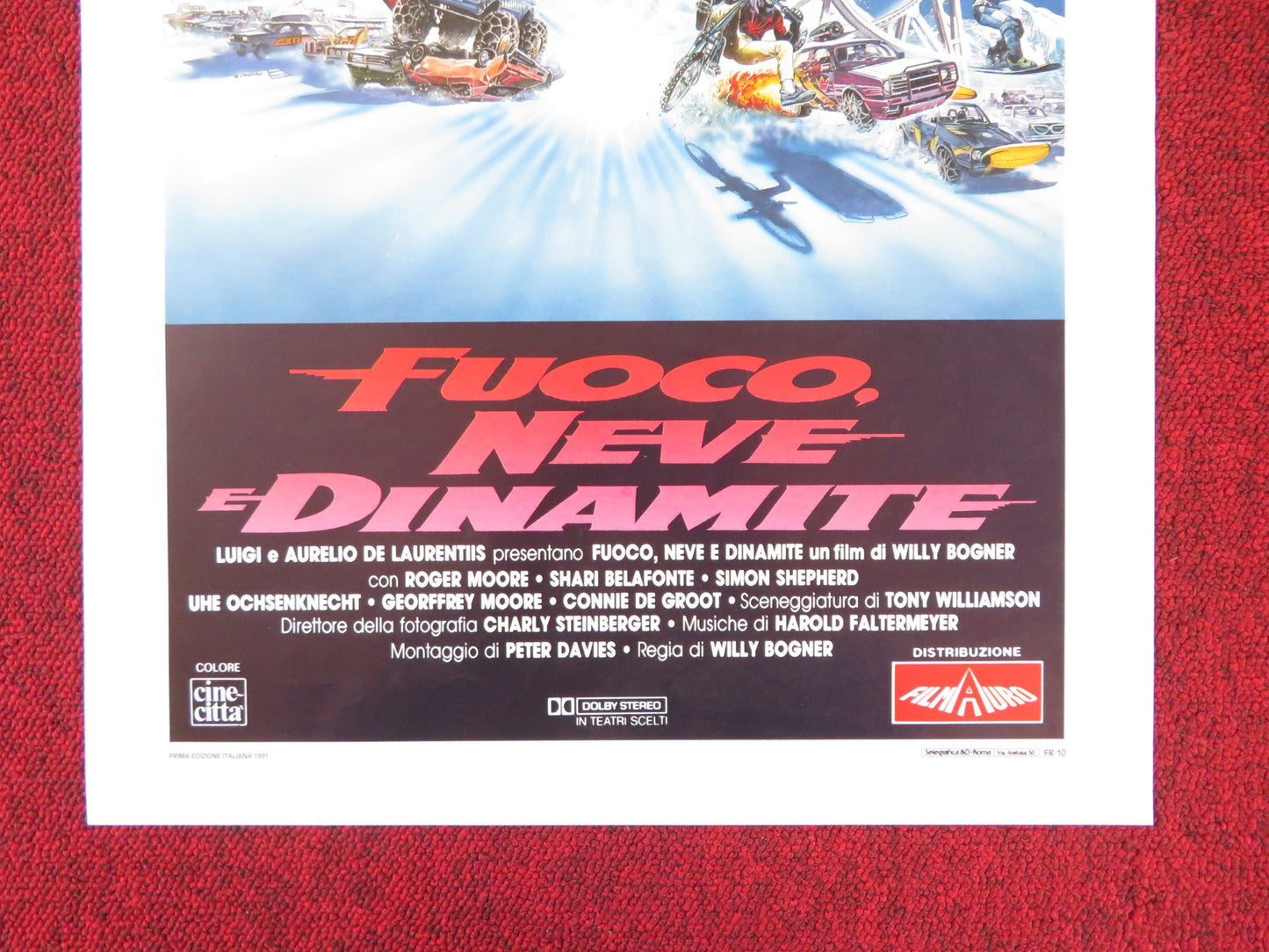 FIRE, ICE & DYNAMITE ITALIAN LOCANDINA POSTER ROGER MOORE SHARI BELAFONTE 1990