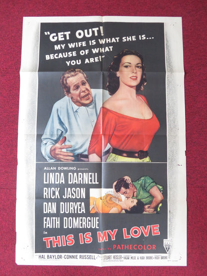 THIS IS MY LOVE FOLDED US ONE SHEET POSTER LINDA DARNELL RICK JASON 1954