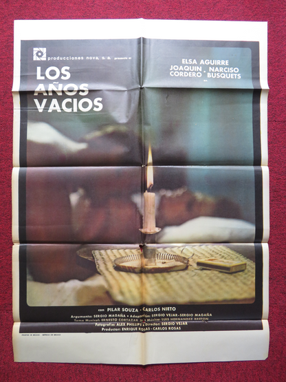 LOS ANOS VACIOS FOLDED MEXICAN POSTER ELSA AGUIRRE JOAQUIN CORDERO 1970