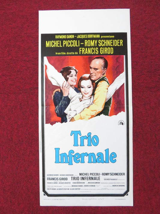 THE INFERNAL TRIO ITALIAN LOCANDINA POSTER MICHEL PICCOLI ROMY SCHNEIDER 1974