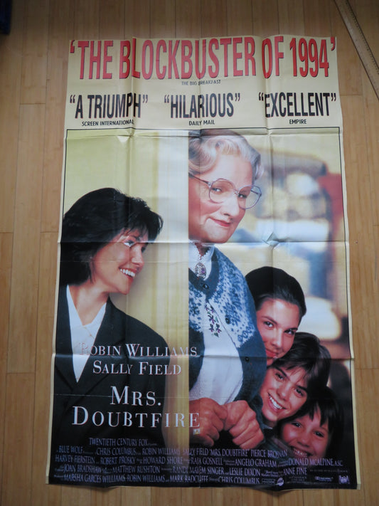 MRS. DOUBTFIRE UK 4 SHEET POSTER ROBIN WILLIAMS SALLY FIELD 1993