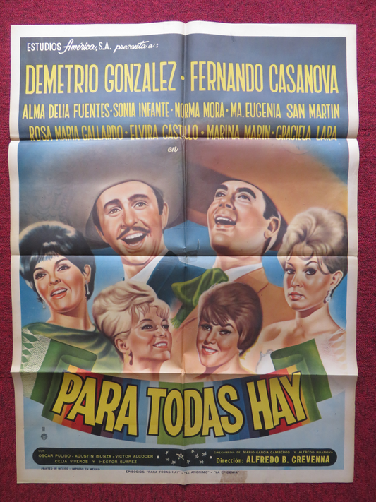 PARA TODAS HAY FOLDED MEXICAN POSTER FERNANDO CASANOVA DEMETRIO GONZALEZ 1965