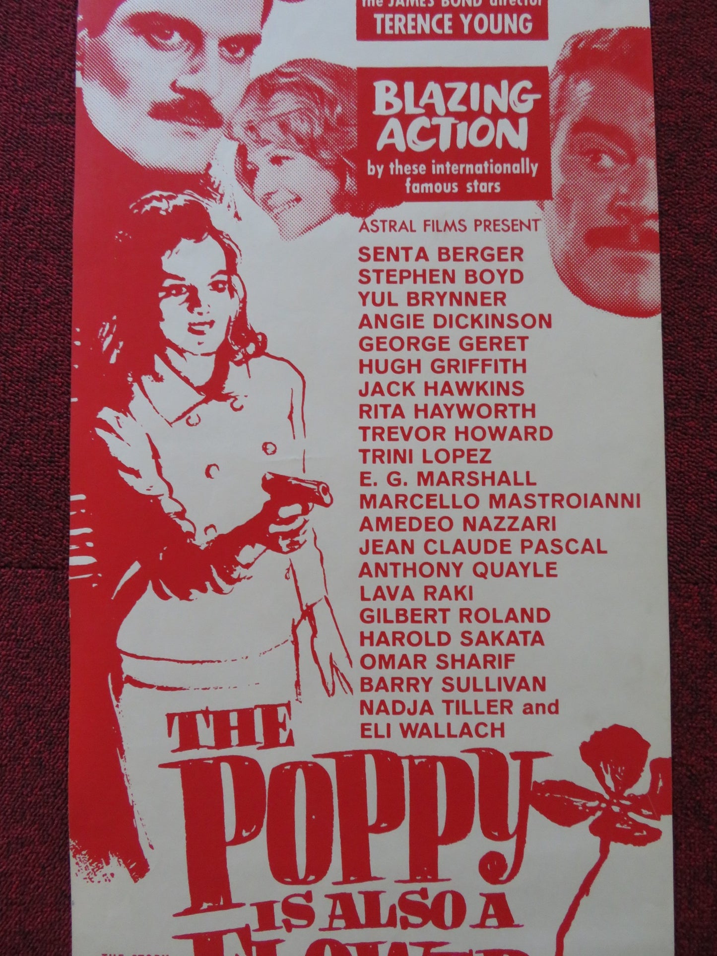 THE POPPY IS ALSO A FLOWER  US INSERT (14"x 36") POSTER SENTA BERGER 1966