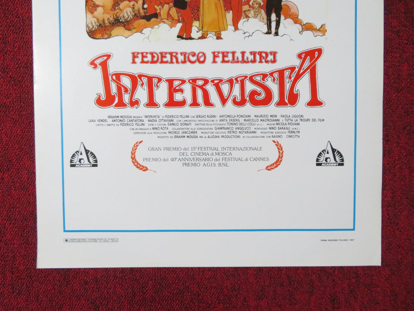 INTERVISTA ITALIAN LOCANDINA POSTER SERGIO RUBINI ANTONELLA PONZIANI 1987