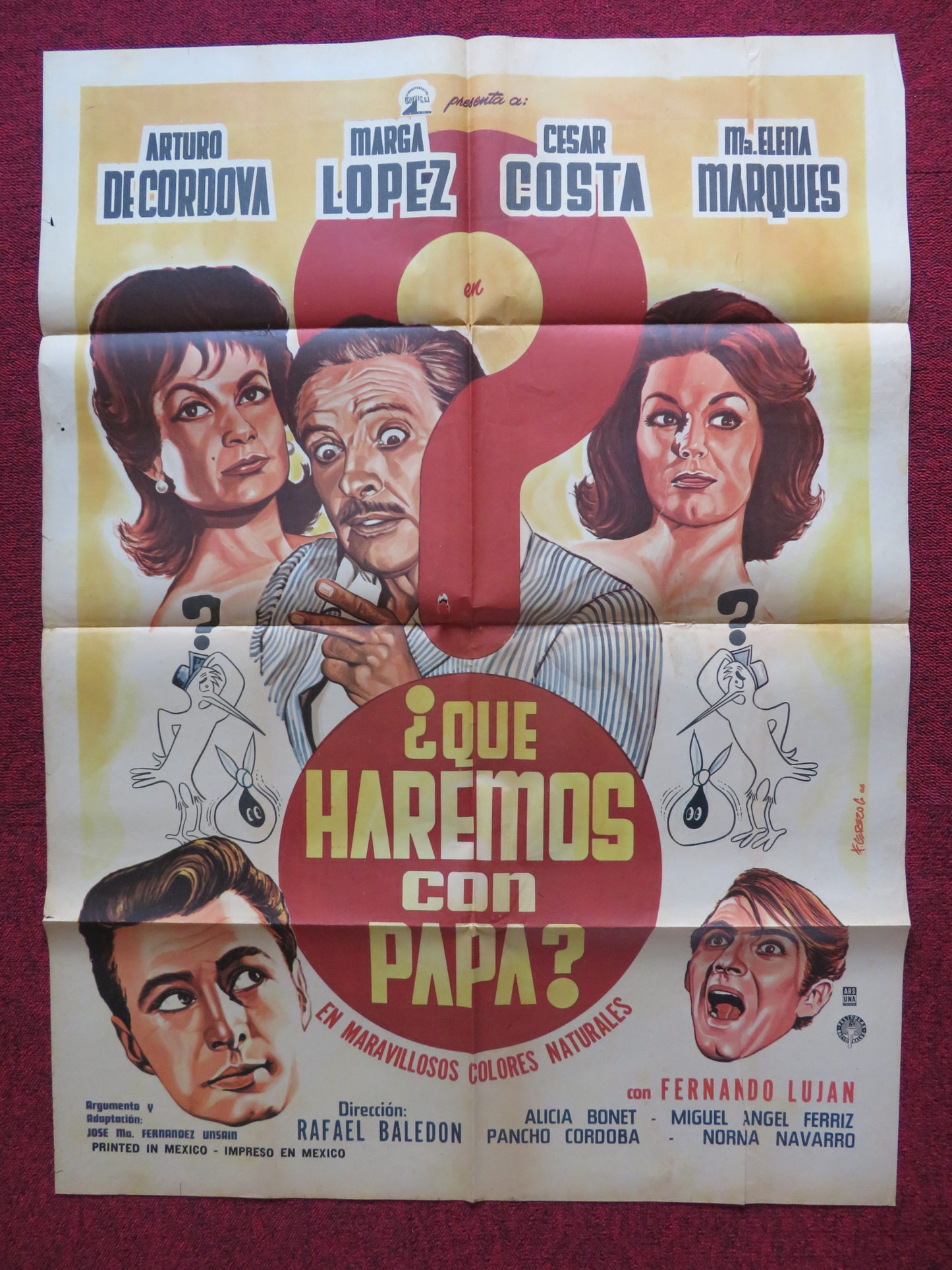 QUE HAREMOS CON PAPA FOLDED MEXICAN POSTER ALICIA BONET CESAR COSTA 1966