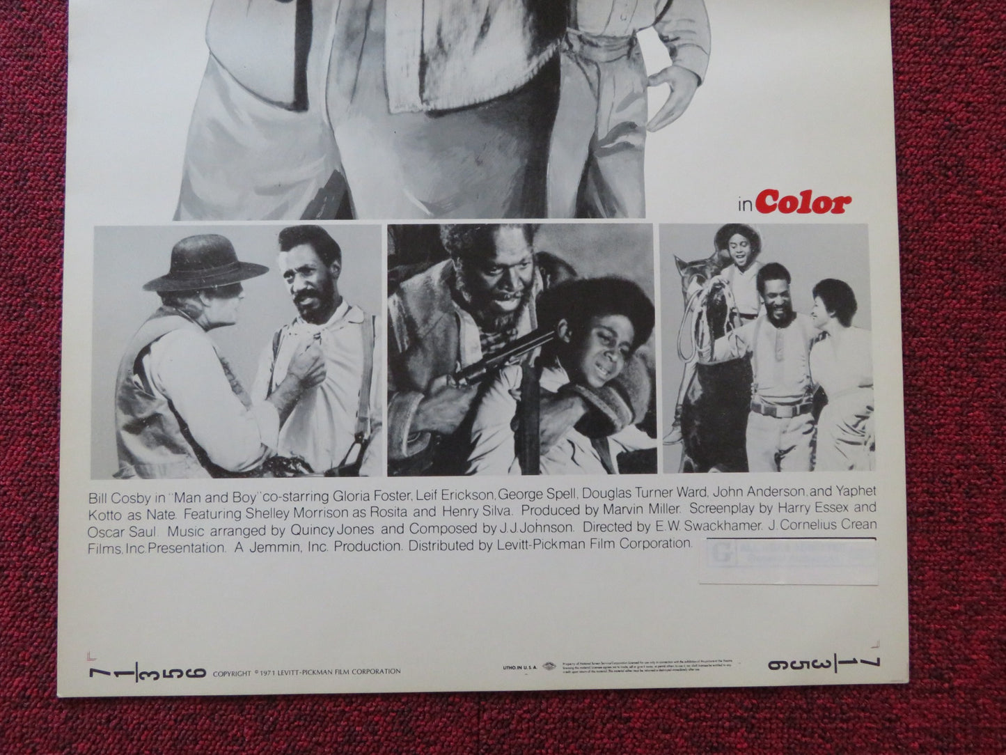 MAN AND BOY US INSERT (14"x 36") POSTER BILL COSBY GLORIA FOSTER 1971