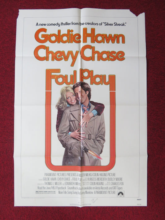 FOUL PLAY FOLDED US ONE SHEET POSTER GOLDIE HAWN CHEVY CHASE 1978