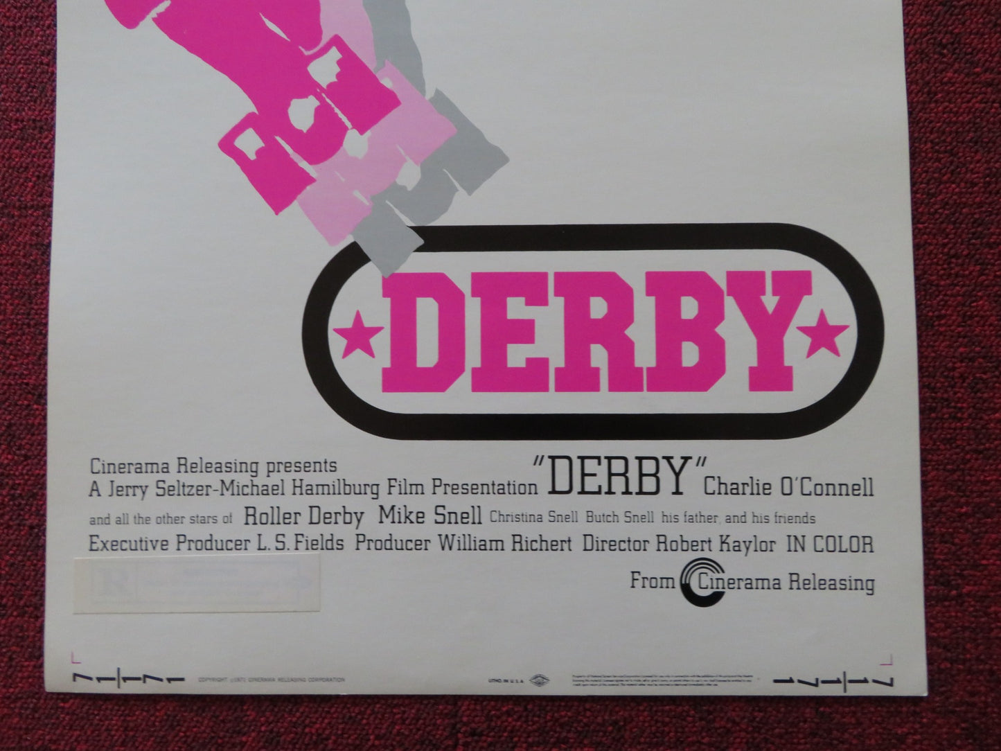 DERBY US INSERT (14"x 36") POSTER CHARLIE O'CONNELL 1971