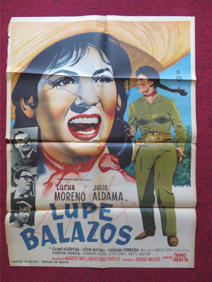 LUPE BALAZOS FOLDED MEXICAN POSTER ARMANDO ACOSTA ADOLFO AGUILAR 1964