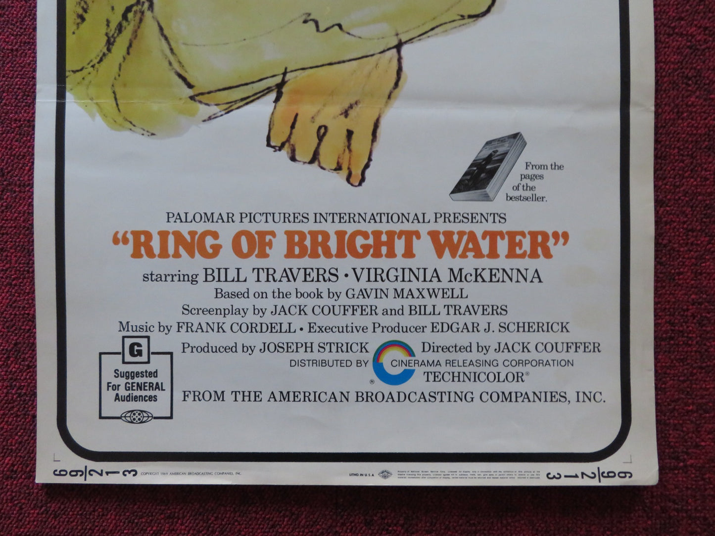 RING OF BRIGHT WATER US INSERT (14"x 36") POSTER BILL TRAVERS V. MCKENNA 1969