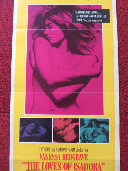 THE LOVES OF ISADORA US INSERT (14"x 36") POSTER VANESSA REGRAVE JAMES FOX 1969