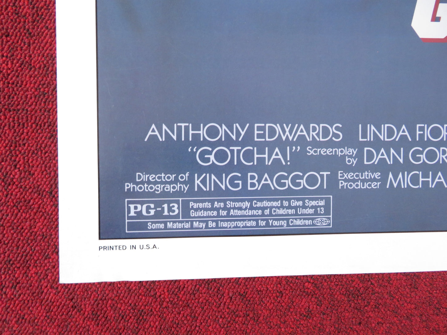 GOTCHA! FOLDED US ONE SHEET POSTER ANTHONY EDWARDS LINDA FIORENTINO 1985