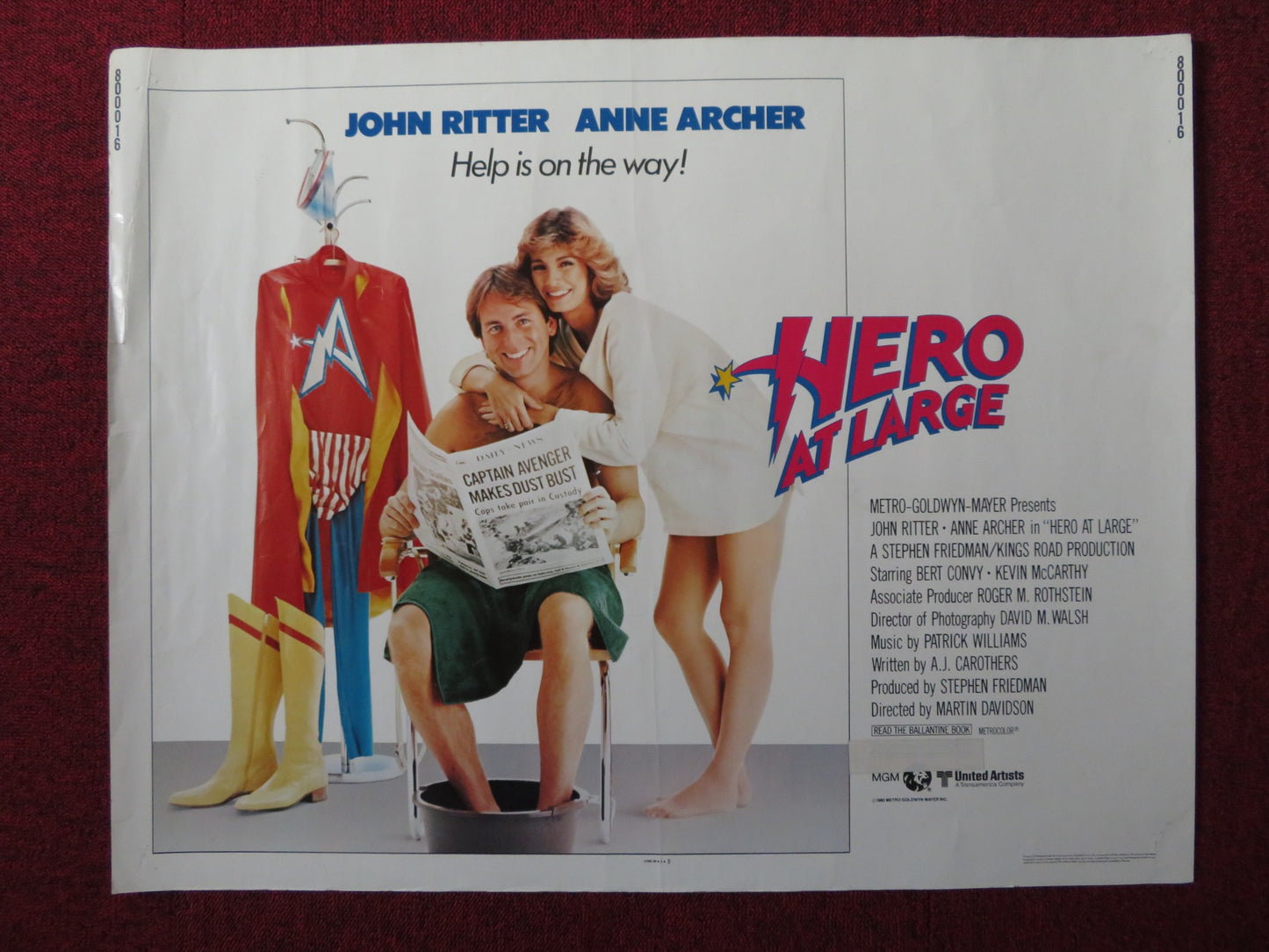 HERO AT LARGE US HALF SHEET (22"x 28") POSTER JOHN RITTER ANNE ARCHER 1980