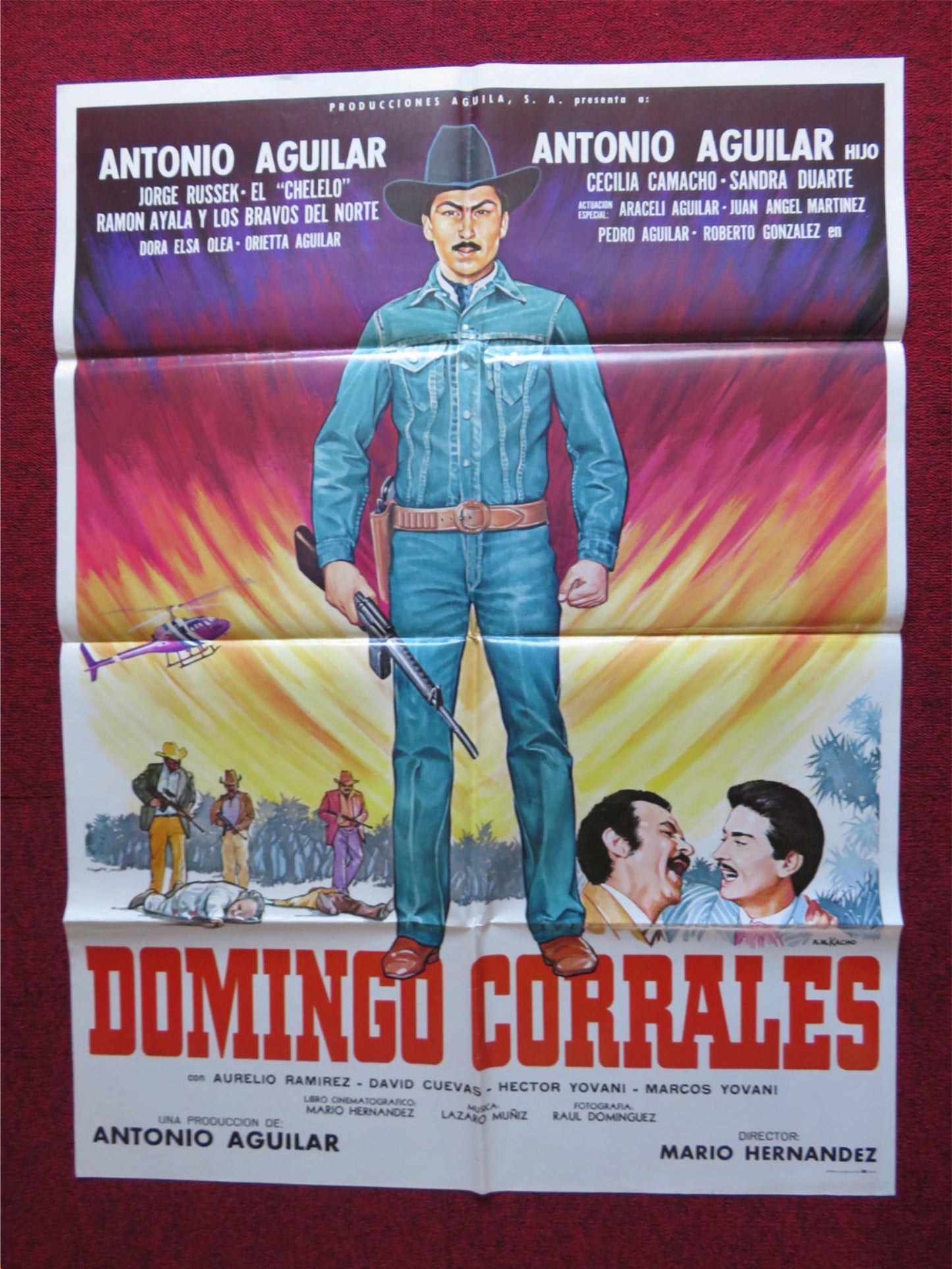 DOMINGO CORRALES FOLDED MEXICAN POSTER ANTONIO AGUILAR JORGE RUSSEK 1988