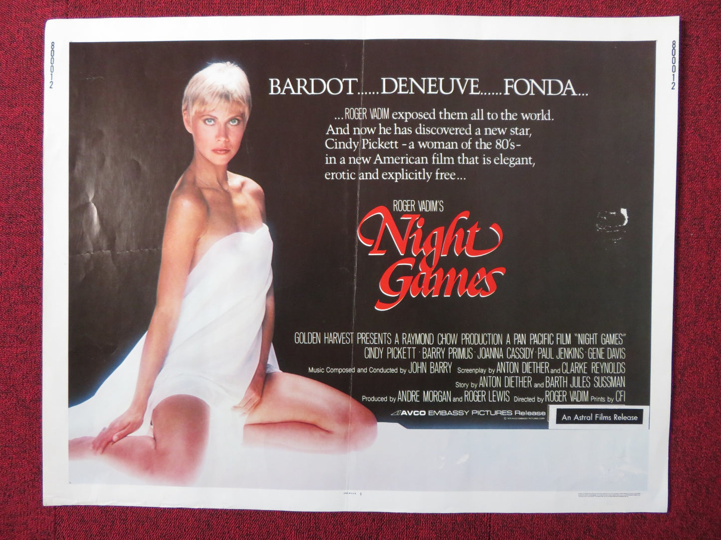 NIGHT GAMES US HALF SHEET (22"x 28") POSTER CINDY PICKETT BARRY PRIMUS 1980