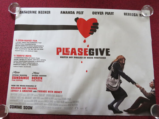 PLEASE GIVE UK QUAD (30"x 40") ROLLED POSTER REBECCA HALL ELIZABETH KEENER 2010