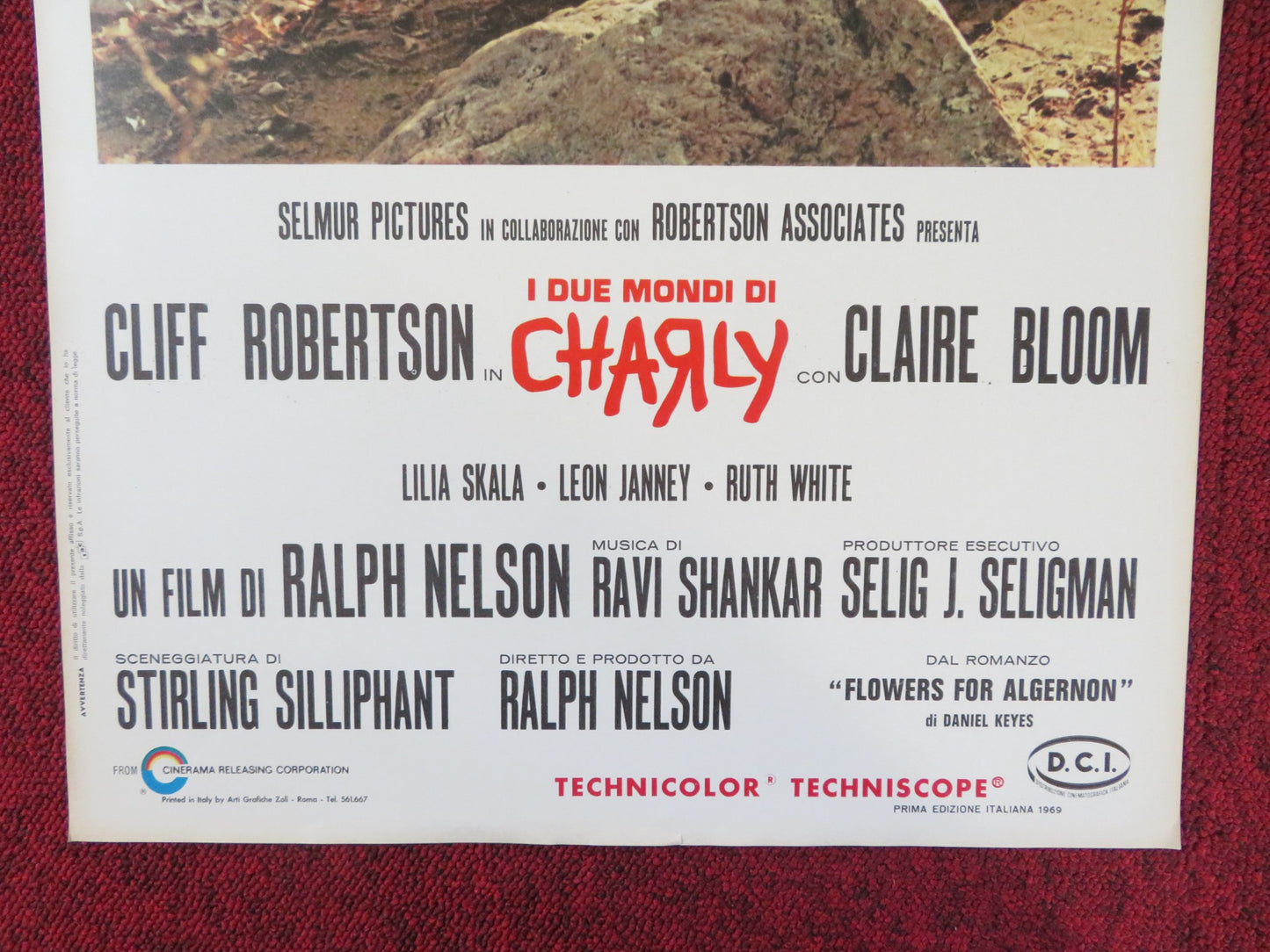 CHARLY ITALIAN LOCANDINA POSTER CLIFF ROBERTSON CLAIRE BLOOM 1969