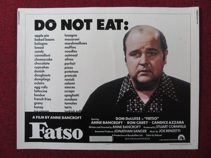 FATSO US HALF SHEET (22"x 28") POSTER DOM DELUISE ANNE BANCROFT 1980