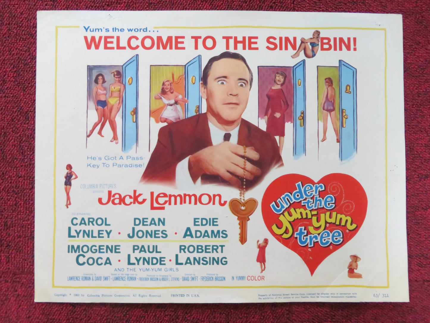 UNDER THE YUM YUM TREE US LOBBY CARD SET JACK LEMMON C. LYNLEY DEAN JONES 1963