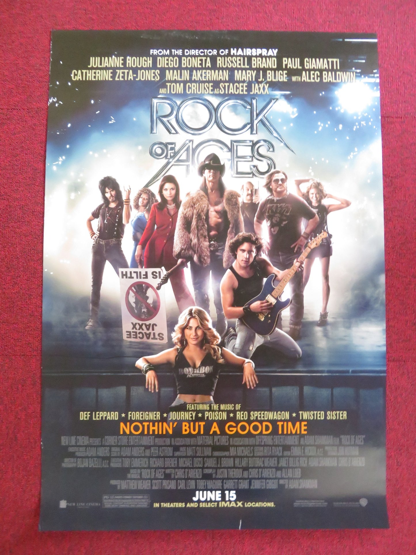 ROCK OF AGES US ONE SHEET ROLLED POSTER TOM CRUISE RUSSELL BRAND 2012