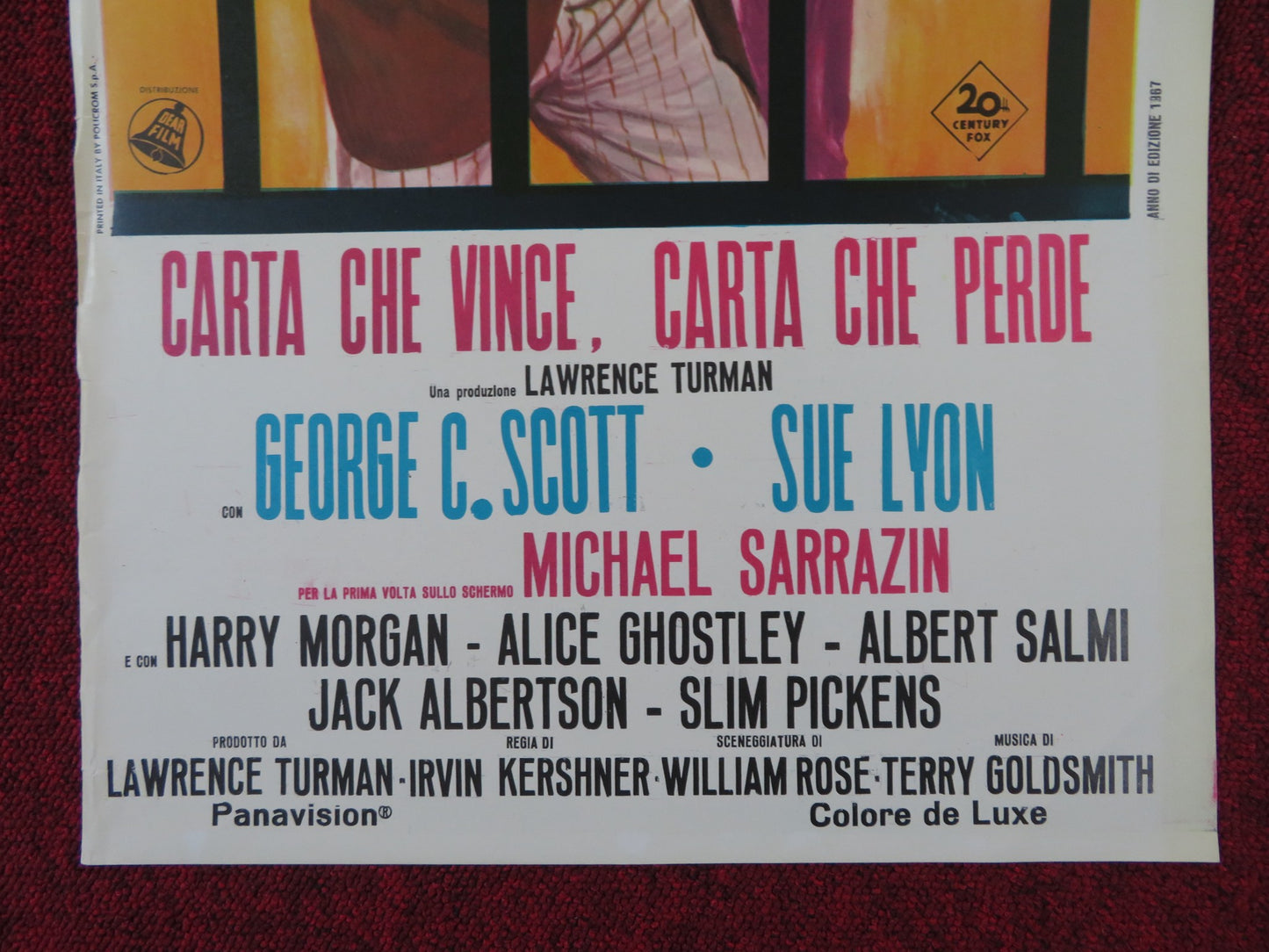 CARTA CHE VINCE, CARTA CHE PERDE ITALIAN LOCANDINA POSTER GEORGE C. SCOTT 1967