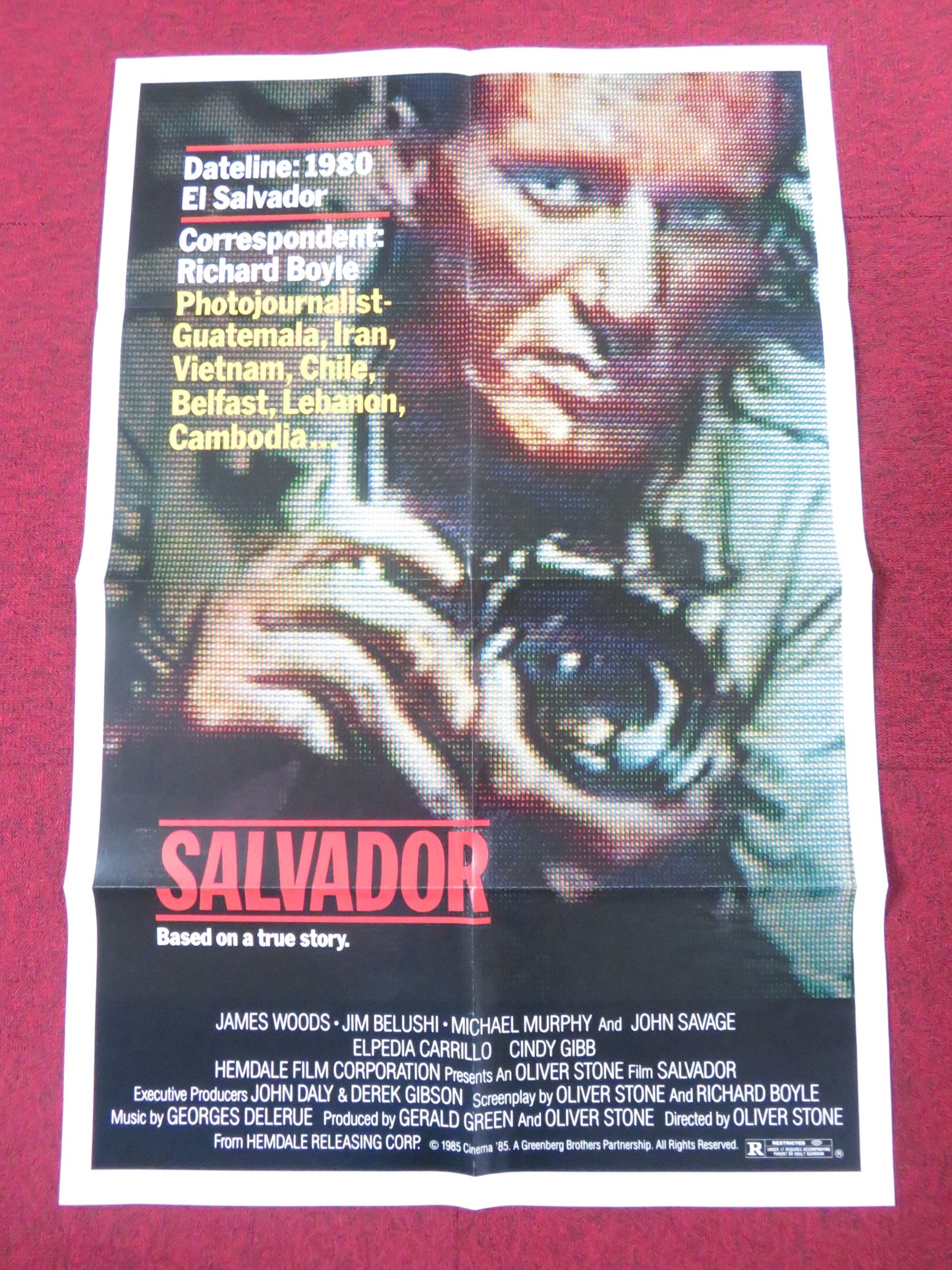 SALVADOR FOLDED US ONE SHEET POSTER JAMES WOODS JIM BELUSHI 1985