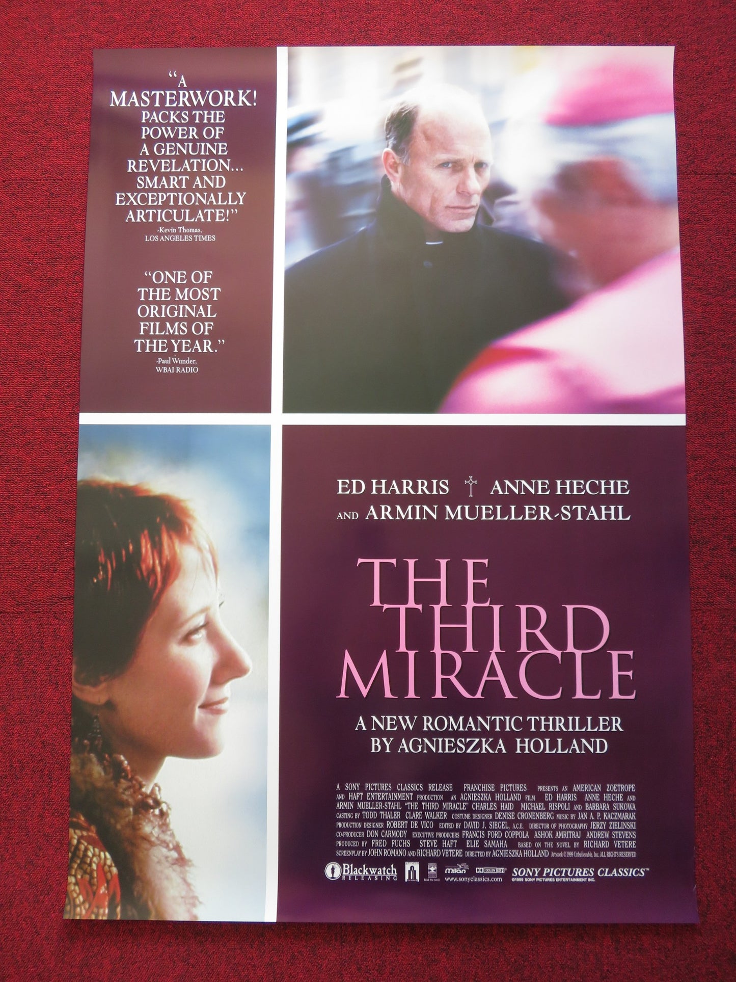 THE THIRD MIRACLE US ONE SHEET ROLLED POSTER ED HARRIS ANNE HECHE 1999