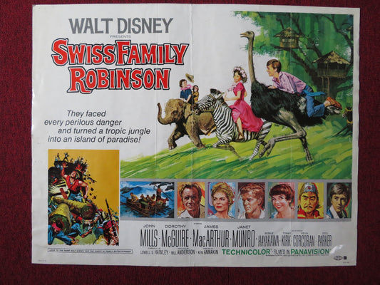 SWISS FAMILY ROBINSON US HALF SHEET (22"x 28") POSTER DISNEY JOHN MILLIS 1968