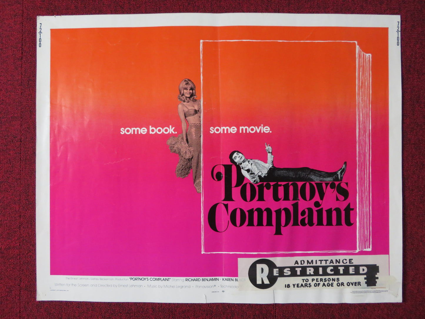 PORTNOY'S COMPLAINT US HALF SHEET (22"x 28") POSTER RICHARD BENJAMIN BLACK 1972