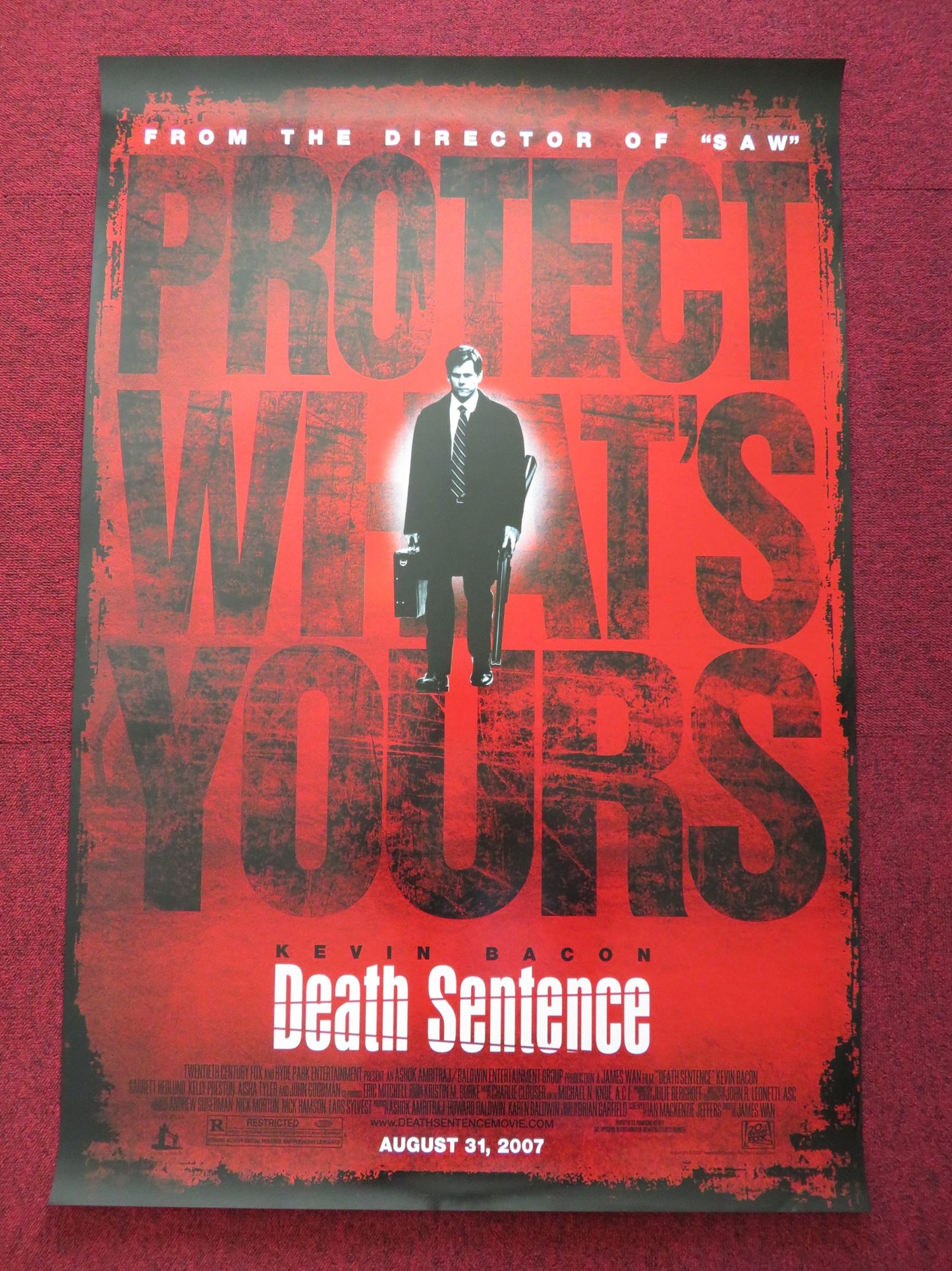 DEATH SENTENCE US ONE SHEET ROLLED POSTER  KEVIN BACON KELLY PRESTON 2007