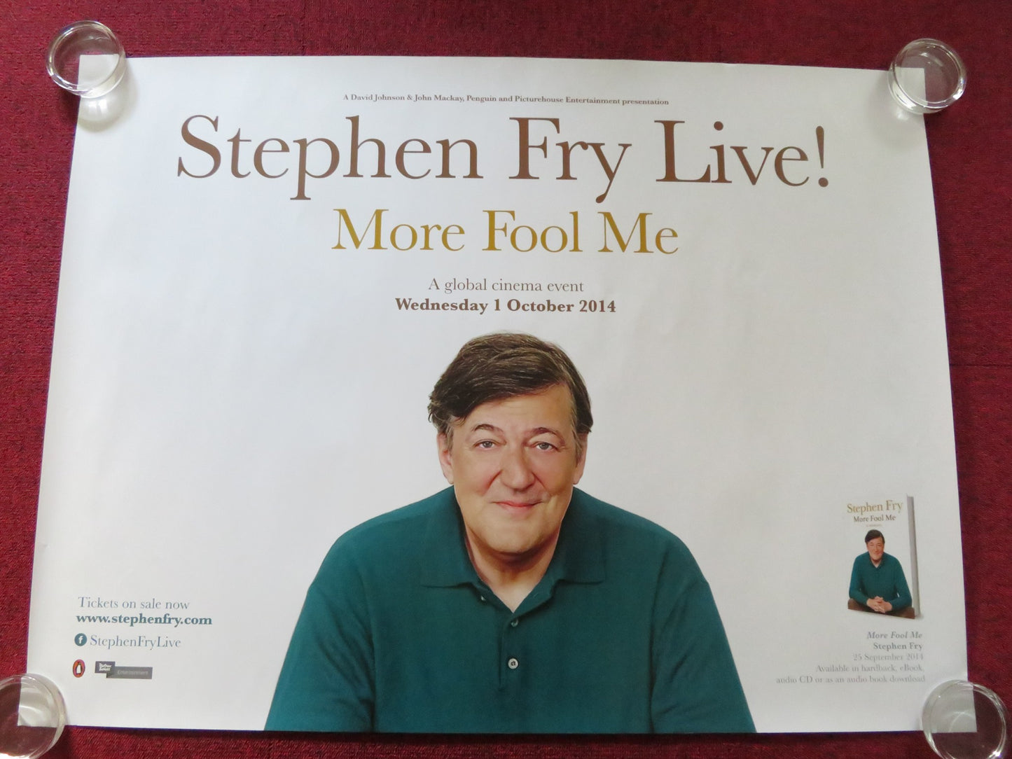 STEPHEN FRY LIVE!: MORE FOOL ME UK QUAD (30"x 40") ROLLED POSTER 2014