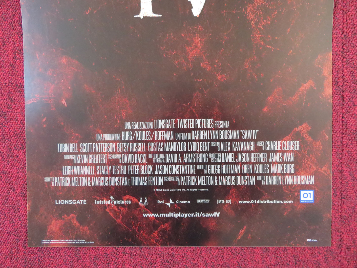 SAW IV ITALIAN LOCANDINA POSTER TOBIN BELL COSTAS MANDYLOR 2004