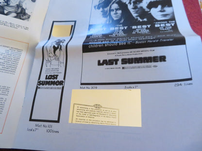 LAST SUMMER - PRESSBOOK CUT  ALLIED ARTISTS BARBARA HERSHEY RICHARD THOMAS 1969