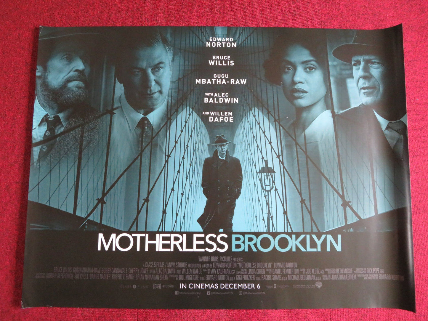 MOTHERLESS BROOKLYN UK QUAD (30"x 40") ROLLED POSTER BRUCE WILLIS WILLEM DAFOE