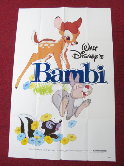 BAMBI FOLDED US ONE SHEET POSTER DISNEY HARDIE ALBRIGHT STAN ALEXANDER 1982