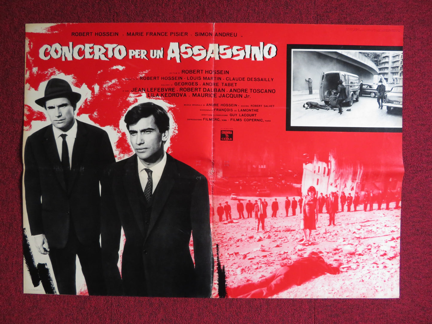 CONCERTO PER UN ASSASSINO ITALIAN FOGLIO POSTER ROBERT HOSSEIN PISIER 1964