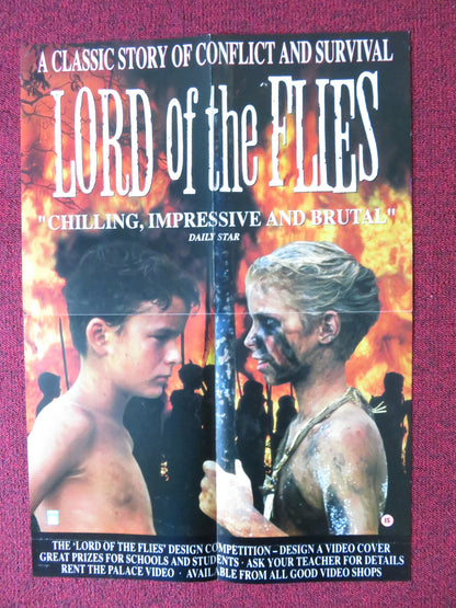 LORD OF THE FLIES VHS VIDEO POSTER FOLDED HARRY HOOK 1990