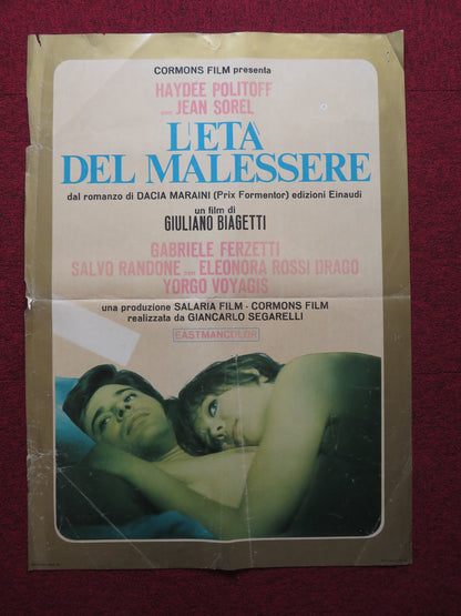 L'ETA EL MALESSERE ITALIAN FOGLIO POSTER HAYDEE POLITOFF JEAN SOREL 1968