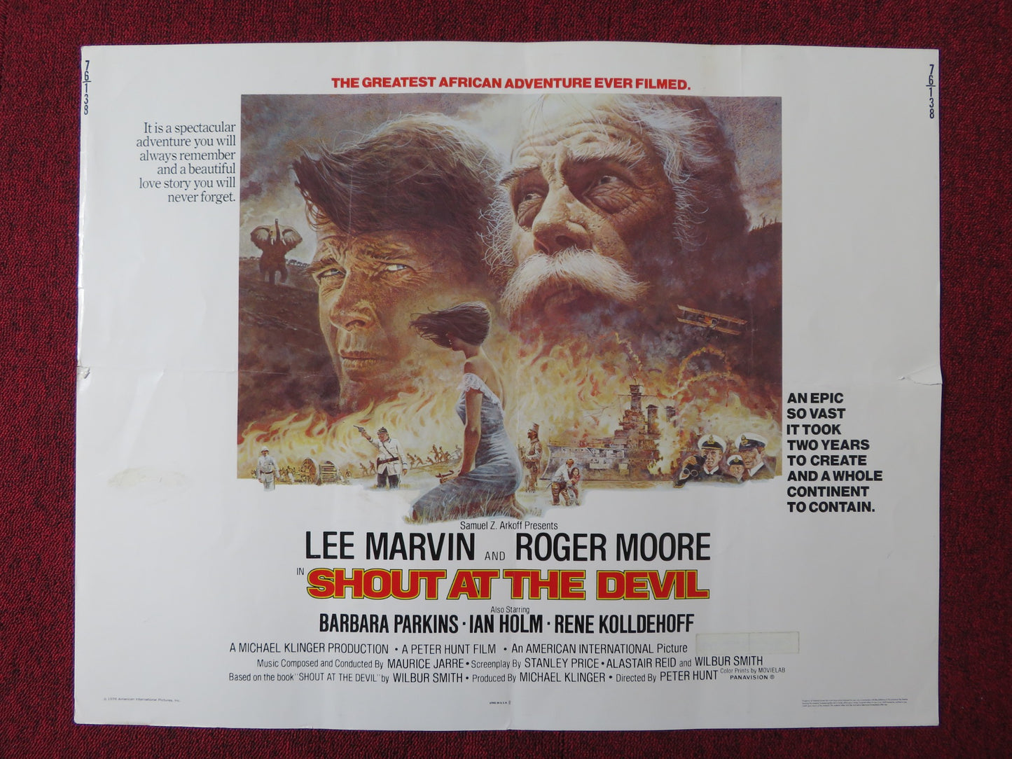 SHOUT AT THE DEVIL US HALF SHEET (22"x 28") POSTER LEE MARVIN ROGER MOORE 1976