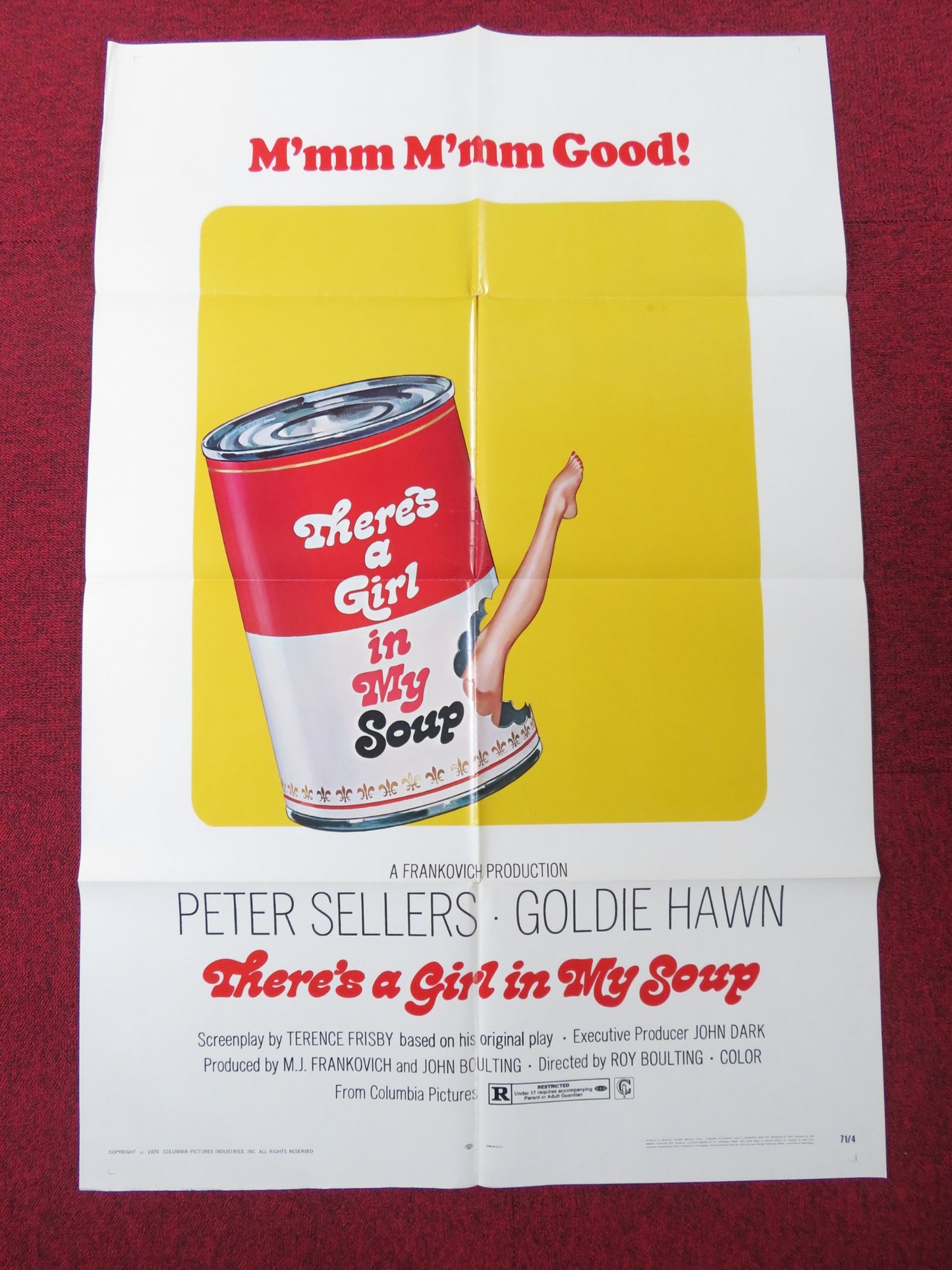 THERE'S A GIRL IN MY SOUP FOLDED US ONE SHEET POSTER PETER SELLERS G. HAWN 1970