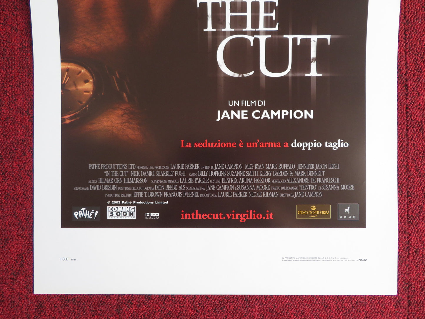 IN THE CUT ITALIAN LOCANDINA POSTER MEG RYAN MARK RUFFALO 2003