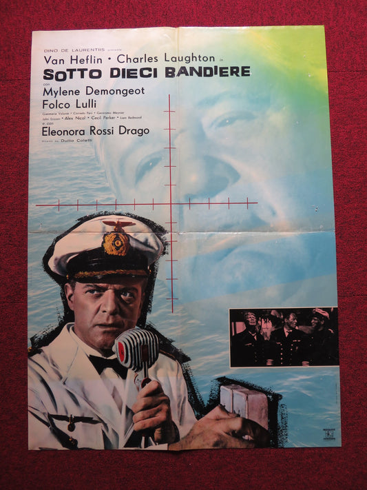 UNDER TEN FLAGS ITALIAN FOGLIO POSTER VAN HEFLIN CHARLES LAUGHTON 1960