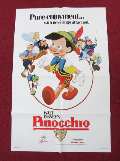 PINOCCHIO FOLDED US ONE SHEET POSTER DISNEY MEL BLANC DON BRODIE 1984