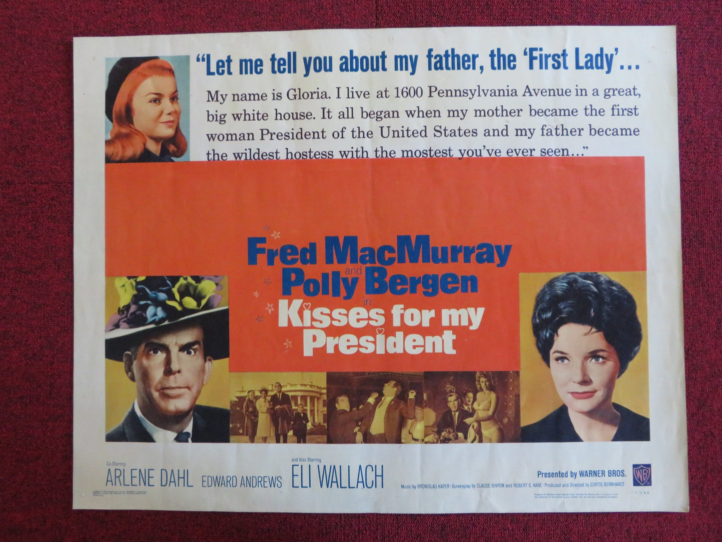 KISSES FOR MY PRESIDENT US HALF SHEET (22"x 28") POSTER FRED MACMURRAY 1964